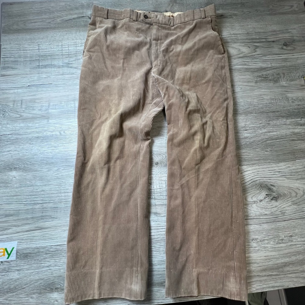 C&A Corduroy Trousers Mens 34x27 Tan Wide Wale‎ Straight Leg Casual Pants
